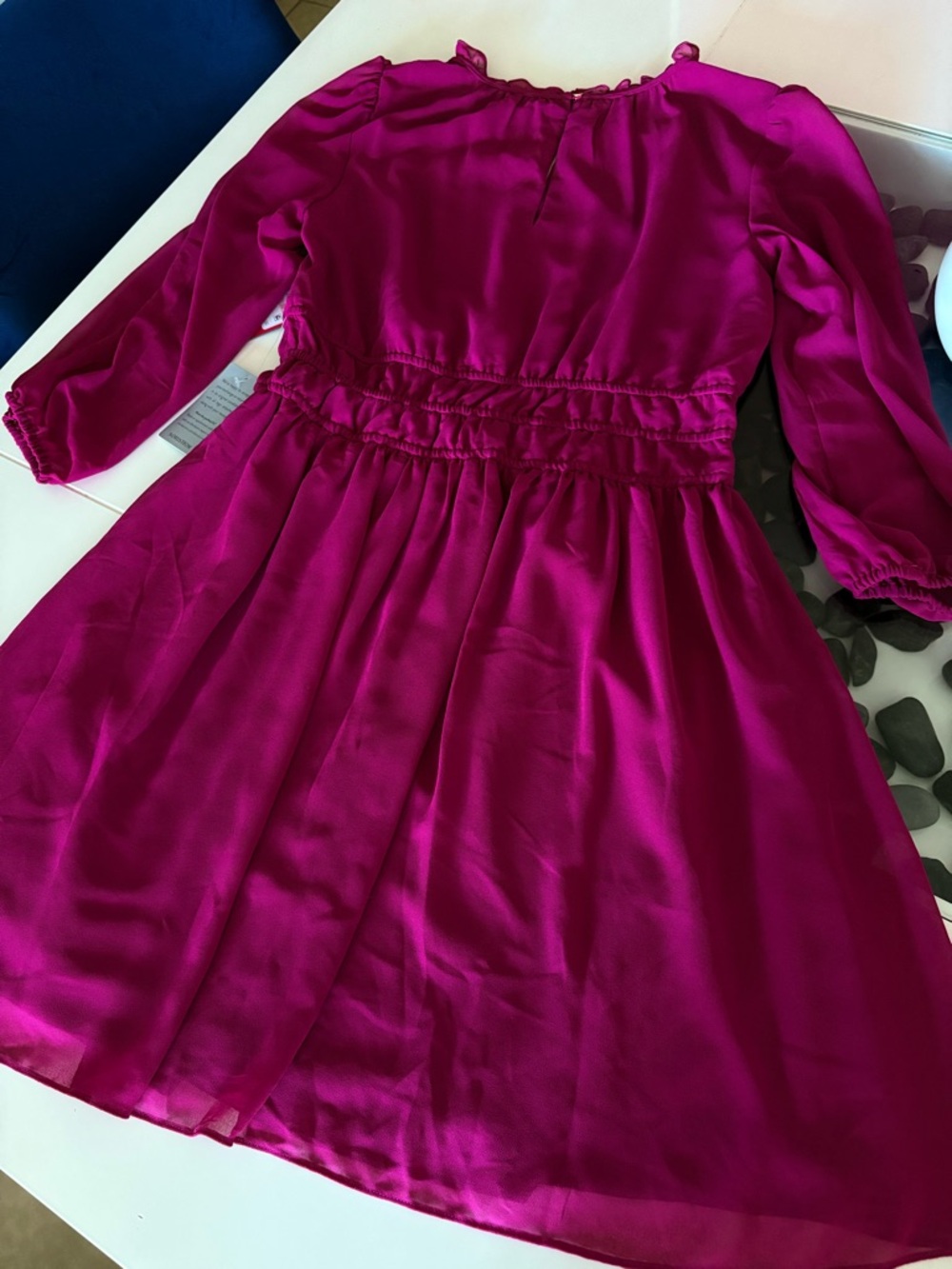 NWT- Vince Camuto Long-Sleeve Smocked Waist Dress - Picture 5 of 10